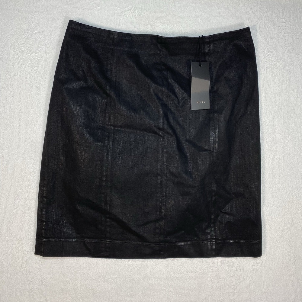 NWT Vetta Capsule Leatherette Mini Skirt 16 Black Edgy Minimalist Sustainable‎